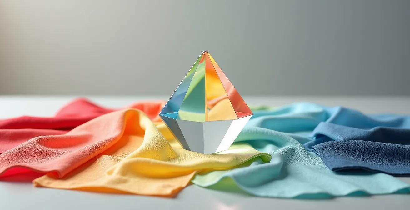 Visual metaphor showing brand essence being filtered through trend influences