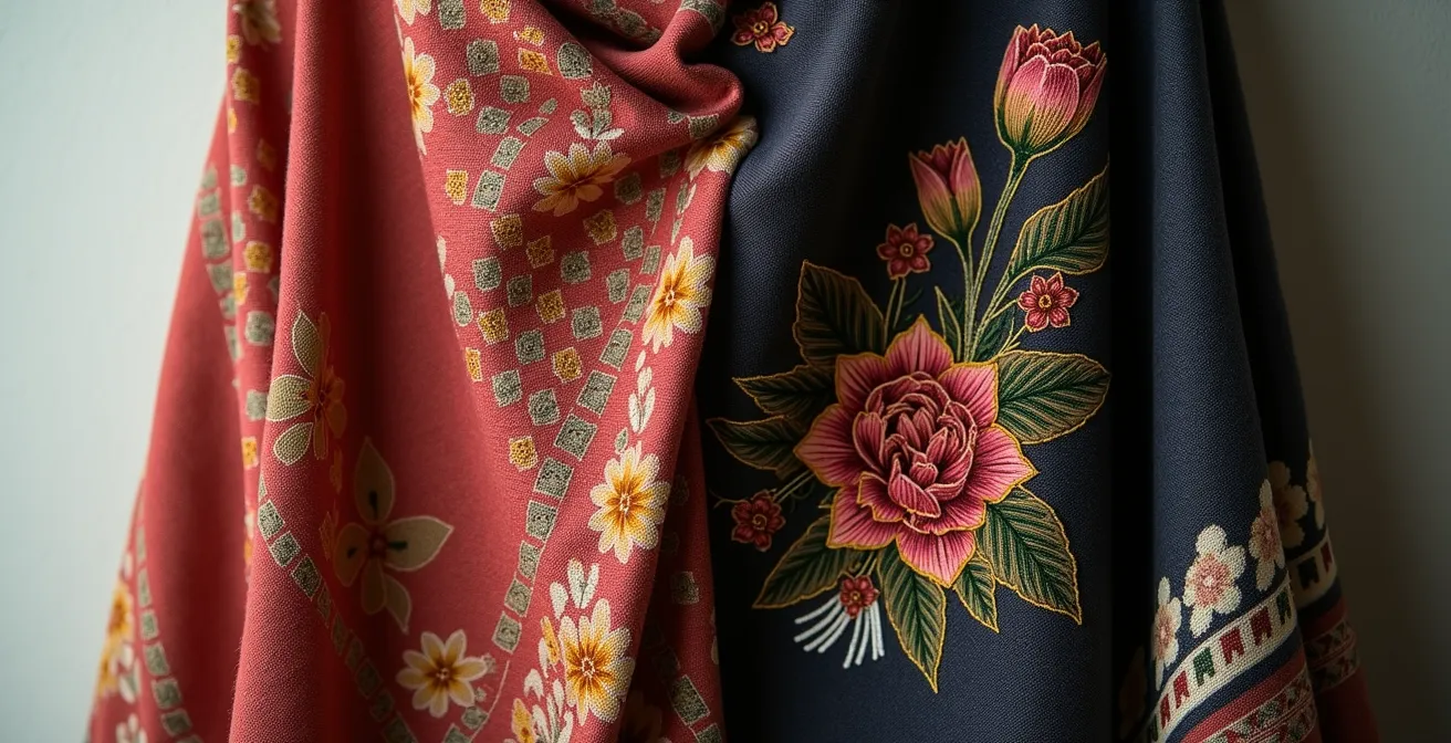 Split composition showing traditional cultural garments alongside contemporary fashion interpretations