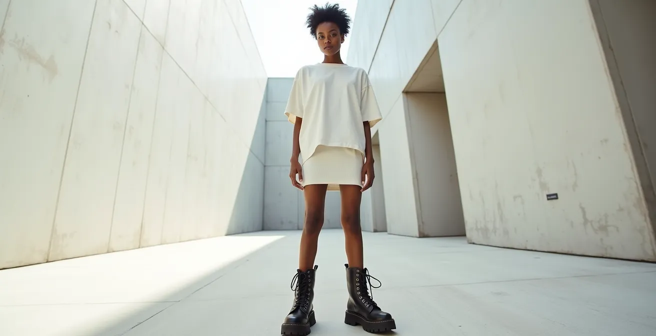 Creative styling of a dated viral fashion item with unexpected contemporary elements