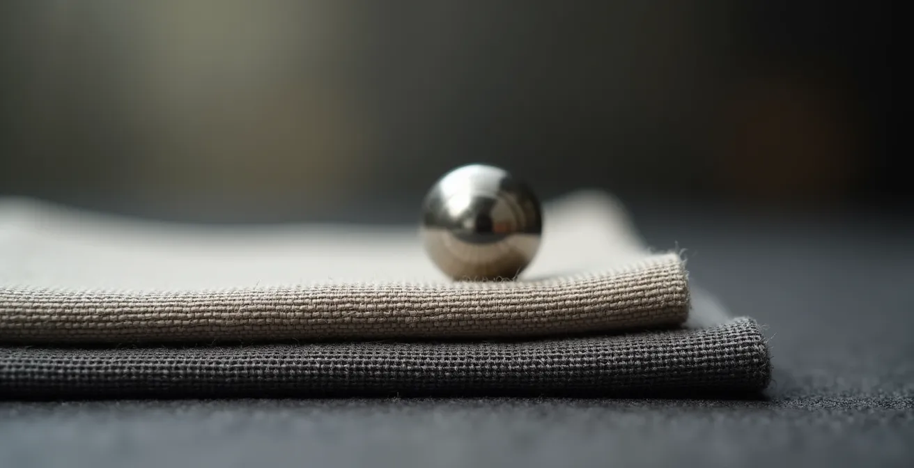 Macro view comparing lightweight and heavyweight fabric structures showing thread density differences