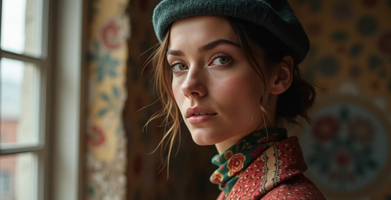 Fashion model showcasing evolving style trends through emotional expression