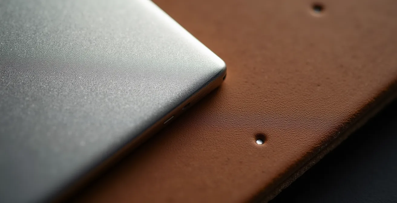 Macro photograph showing contrasting textures of luxury materials