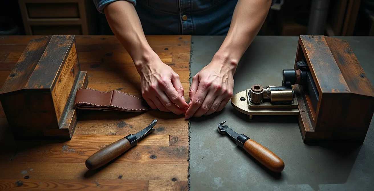 Historic luxury atelier blending traditional craftsmanship with modern technology