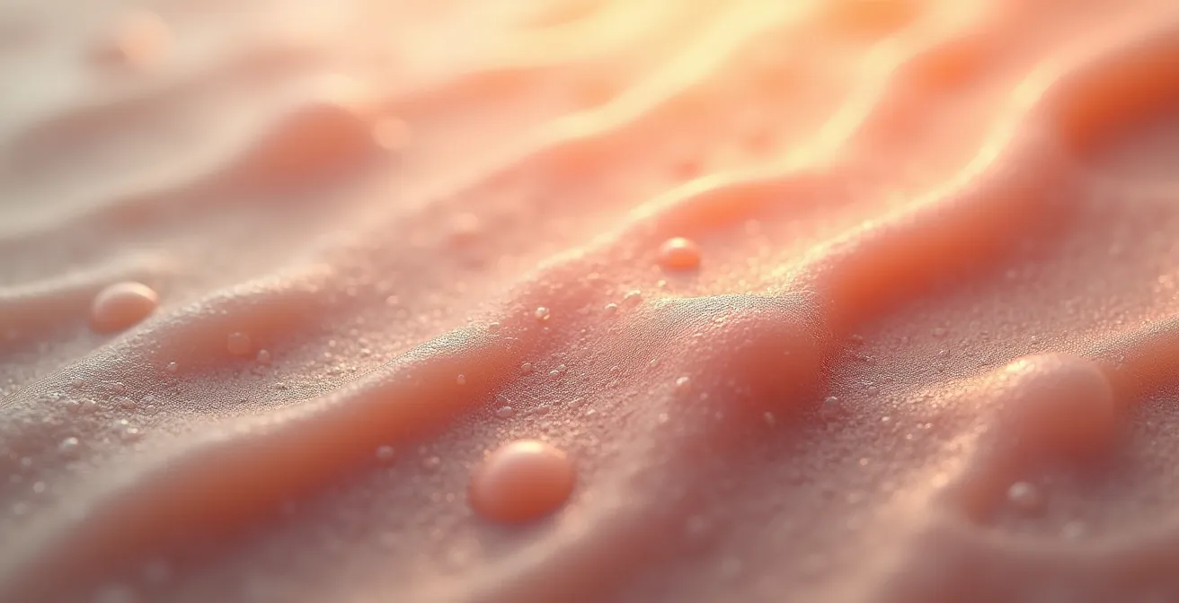 Extreme close-up of skin texture showing progressive improvement stages from rough to smooth